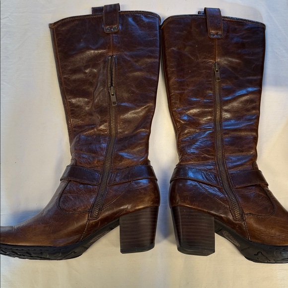 BORN Susanne Brown Leather Harness Tall Boots 7.5 - Picture 5 of 8